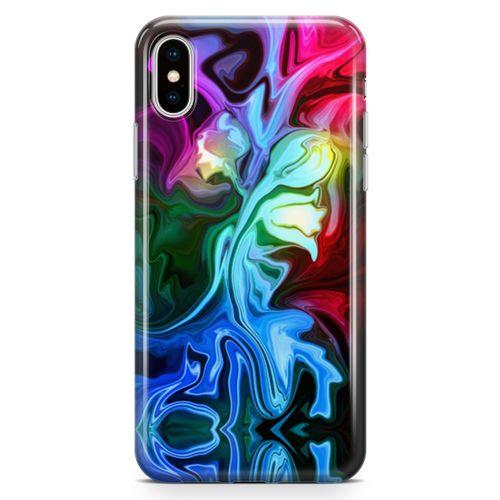 Apple iPhone XS Kılıf Psikedelik Suluboya Arka Kapak Koruma Desenli Full Koruyucu