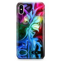 Apple iPhone XS Kılıf Psikedelik Suluboya Arka Kapak Koruma Desenli Full Koruyucu