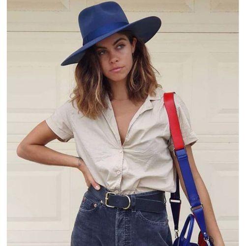 Kadın Süet İçten Ayarlanabilir Panama Fötr Şapka