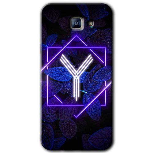 Galaxy A8 2016 Kılıf HD Desen Baskılı Arka Kapak - Dark Neon Yaprak Y Harfi + Kırılmaz Cam