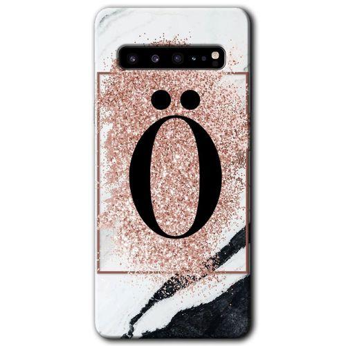 Potkal Hediye Fabrikası Samsung Galaxy S10 Plus Kılıf HD Desen Baskılı Arka Kapak - Pembe Mermer Desenli Ö Harfi