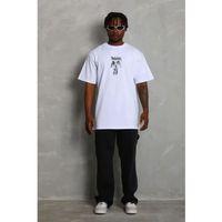 Erkek Baskılı T-Shirt Kısa Kol Bisiklet Yaka Regular Fit Rahat Kalıp Günlük Tişört - Beyaz