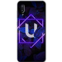MRCİLETİSİM Samsung Galaxy A02 Kılıf Baskılı Kapak - Dark Neon Yaprak U Harfi + 5D Tam Kaplayan Cam