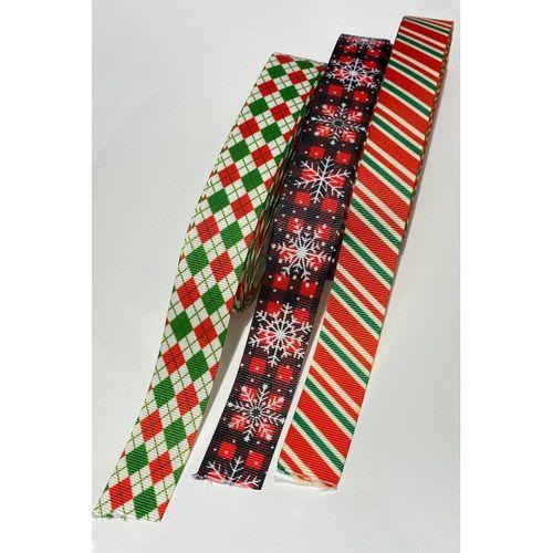 Kırmızı Kartanesi ve Çizgili Yılbaşı Kurdelesi 2,5 cm 30 mt Yeşil