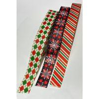 Kırmızı Kartanesi ve Çizgili Yılbaşı Kurdelesi 2,5 cm 30 mt Yeşil