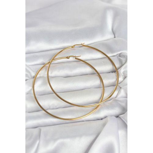 316L Çelik Gold Renk 80 mm Kadın Halka Küpe