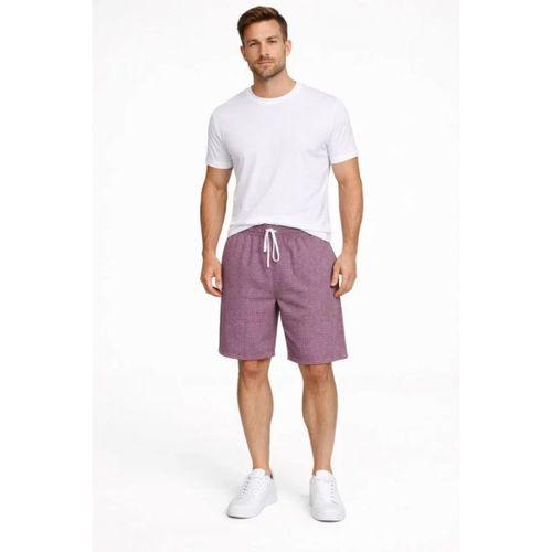 Erkek Pötikareli Şort – Beli Lastikli Bağcıklı, Cepli, Rahat Kesim Günlük Yazlık Şort - Gül Kurusu