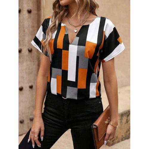 Kadın Kısa Kollu V Yakalı Yarasa Kollu Atlas Bluz