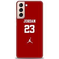 Samsung Galaxy S21 Kılıf HD Baskılı Kılıf - Jordan Kırmızı + Tam Ekran Koruyucu