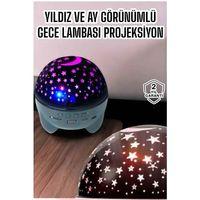 Gece Lambası Projeksiyon Görünümlü Şarjlı Yıldızlı Yuvarlak