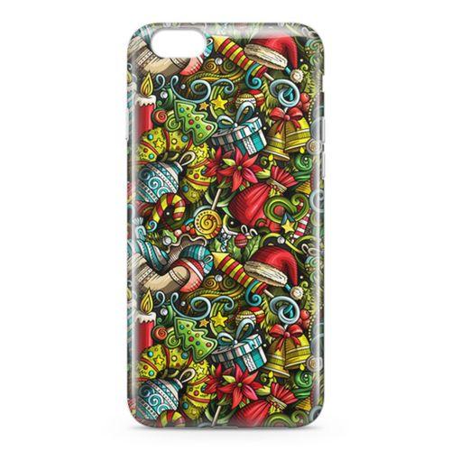 Apple iPhone 6 Plus - 6S Plus Kılıf Yılbaşı Süsleri Doodle Arka Kapak Koruma Desenli Full Koruyucu