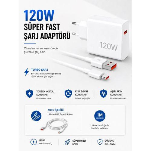 Turbo 120w Hızlı Şarj Cihazı Type-c Kablolu