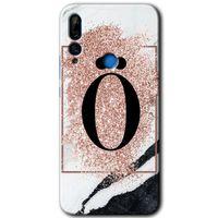 MRCİLETİSİM Huawei Y9 Prime 2019 Kılıf Baskılı Kapak - Pembe Mermer Desenli Ö Harfi + 5D Tam Kaplayan Cam
