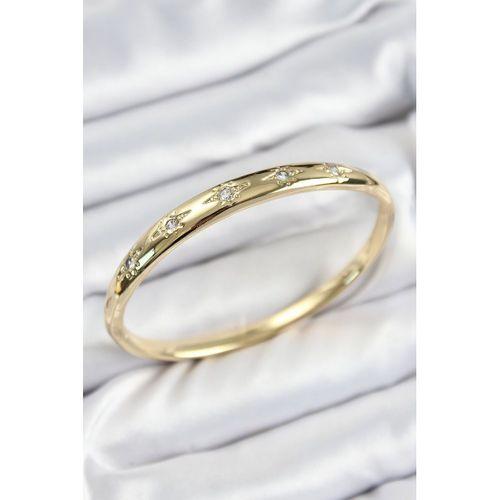 Pirinç Zirkon Taşlı Kutup Yıldızı Model Gold Renk Kadın Kelepçe