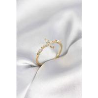 Yıldız Model Zirkon Taşlı Gold Renk Kadın Yüzük