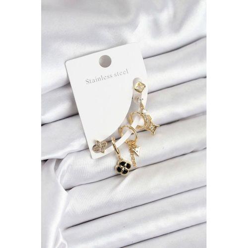 Pirinç Gold Renk Kadın Set Küpe