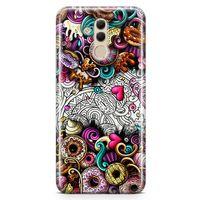 Huawei Mate 20 Lite Kılıf Donut Doodle Arka Kapak Koruma Desenli Full Koruyucu