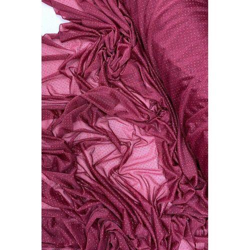 Yağmur Damlası Simli Abiye Elbise Şallık Tül Kumaş Bordo 23