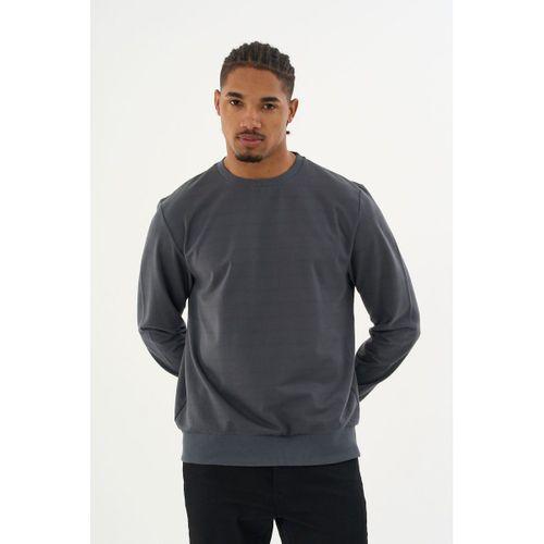 Süperlife Erkek Gri Bisiklet Yaka Ribanalı Regular Fit Sweatshirt spr26swk930