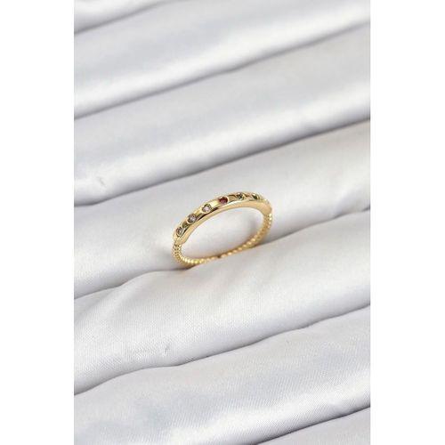 Pirinç Gold Renk Renkli Zirkon Taşlı Kadın Yüzük