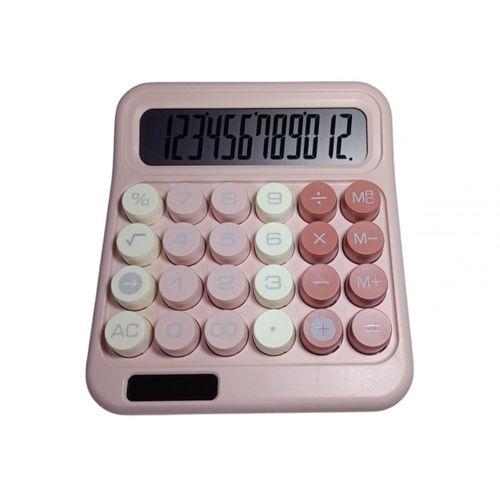 RUNZON PEMBE 12 HANE RENKLİ YUVARLAK TUŞ TAKIMI HESAP MAKİNESİ