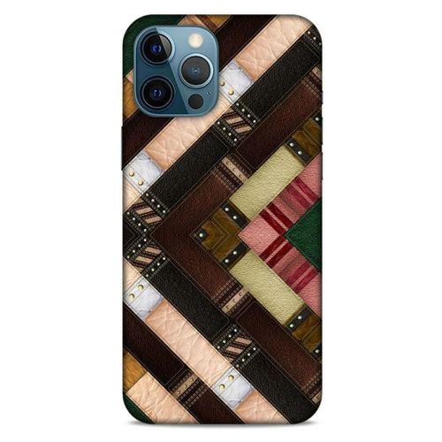Apple iPhone 12 Pro Max Kılıf Patchwork (7) Telefon Kılıfı Koyu Kahverengi