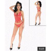 Kırmızı Simli Dantel Büstiyer Takım