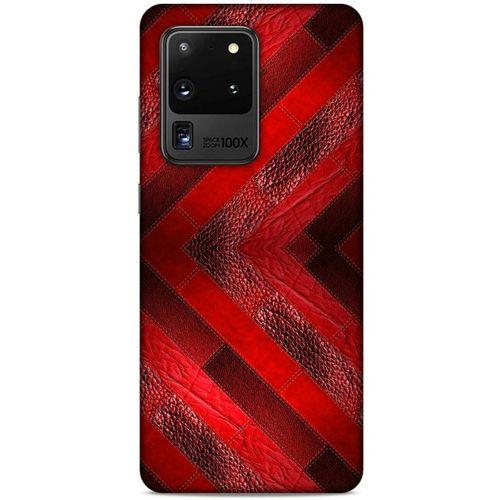 Samsung Galaxy S20 Ultra Kılıf Patchwork (28) Arka Kapak Kırmızı Siyah