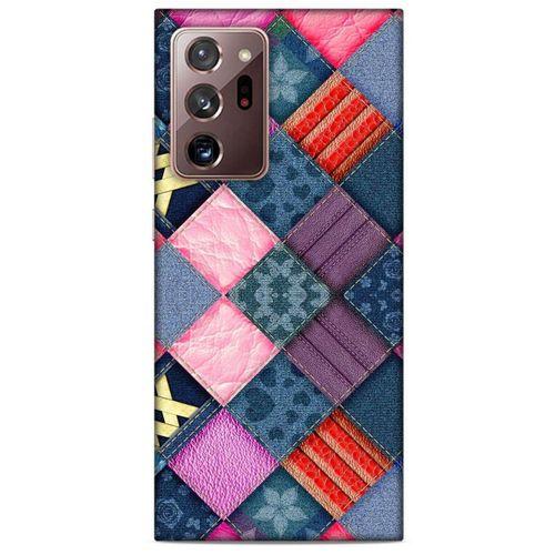 Samsung Galaxy Note 20 Ultra Kılıf Patchwork (39) Liquid Crystal Kılıf Şeker Pembe Bordo