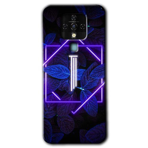 Potkal Hediye Fabrikası Tecno Camon 16 Kılıf HD Desen Baskılı Arka Kapak - Dark Neon Yaprak H Harfi