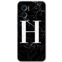 Potkal Hediye Fabrikası Xiaomi Redmi 10 5G HD Baskılı Kılıf + 9D Tam Ekran Koruyucu - Siyah Mermer Desenli H Harfi