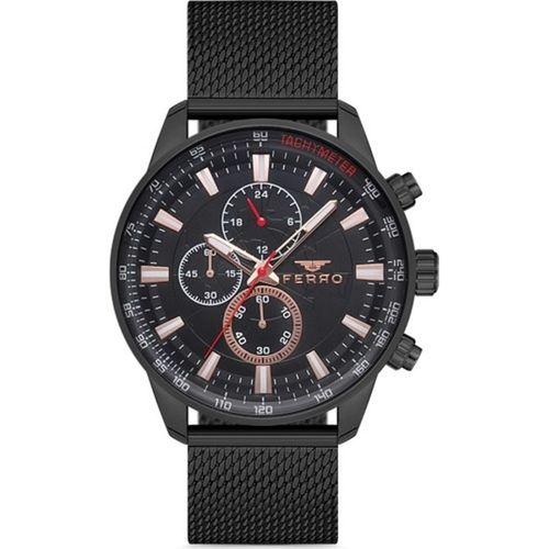 Ferro 44 mm Siyah Hasır Kordon Erkek Kol Saati FM3856C-1147-G FM3856C-1147-G