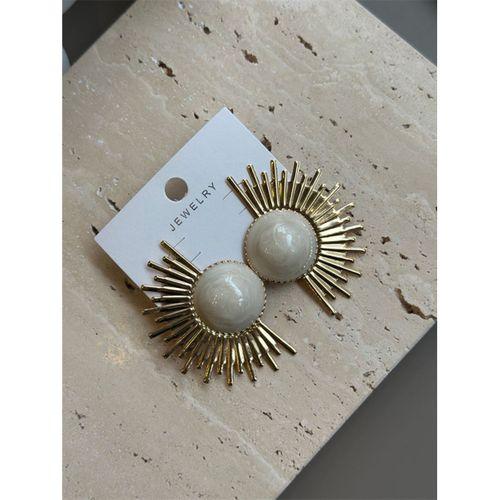 Mineli Güneş Küpe - Krem