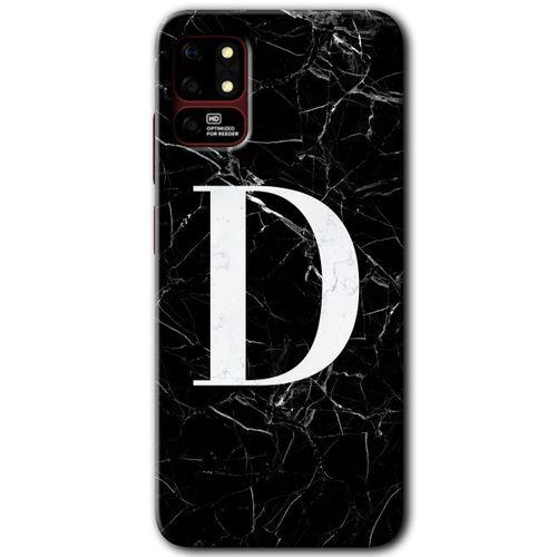 Reeder S19 Max Kılıf HD Desen Baskılı Arka Kapak - Siyah Mermer Desenli D Harfi