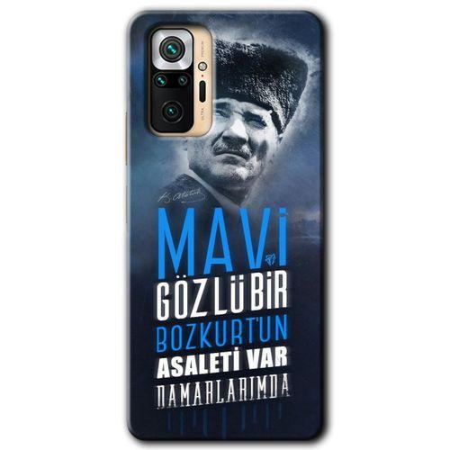 Xiaomi Redmi Note 10 Pro HD Baskılı Kılıf + 9D Tam Ekran Koruyucu - Bozkurt Atatürk
