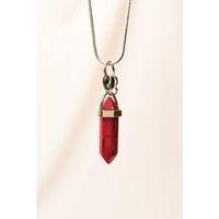 Yakut Doğal Taşı Zincirli El Yapımı Tasarımlı Kolye Uç: 3,5 cm Zincir: 20 cm Kutulu