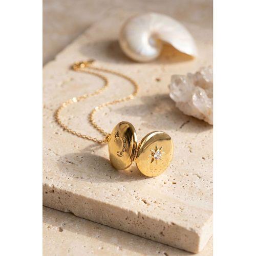 316L Çelik Zincir Gold Renk Açılabilir Madalyon Kolye