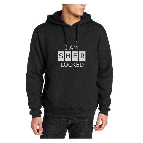 Sherlock Holmes Decal Sticker Tişört Sherlocked Baskılı Siyah Erkek Kapşonlu Sweatshirt Uzun ko
