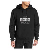 Sherlock Holmes Decal Sticker Tişört Sherlocked Baskılı Siyah Erkek Kapşonlu Sweatshirt Uzun ko