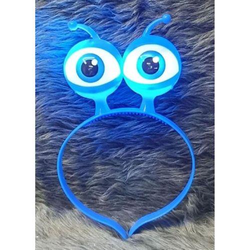 Led Işıklı &amp; Pilli Uzaylı Göz Parti Tacı Mavi Renk