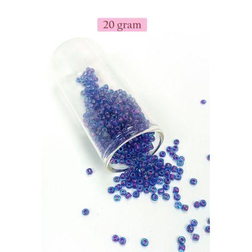 Dökme Cam Kum Boncuk (8/0) 3 mm - 20 Gram - Şeffaf Mavi - BNC149