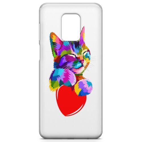 Xiaomi Redmi Note 9 Pro Kılıf Kalpli Kedi Arka Kapak Koruma Desenli Full Koruyucu