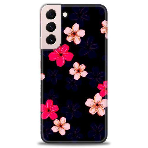 Samsung Galaxy S22 Plus Kılıf HD Baskılı Kılıf - Pembe Mavi Çiçekler + Tam Ekran Koruyucu