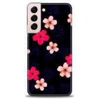 Samsung Galaxy S22 Plus Kılıf HD Baskılı Kılıf - Pembe Mavi Çiçekler + Tam Ekran Koruyucu