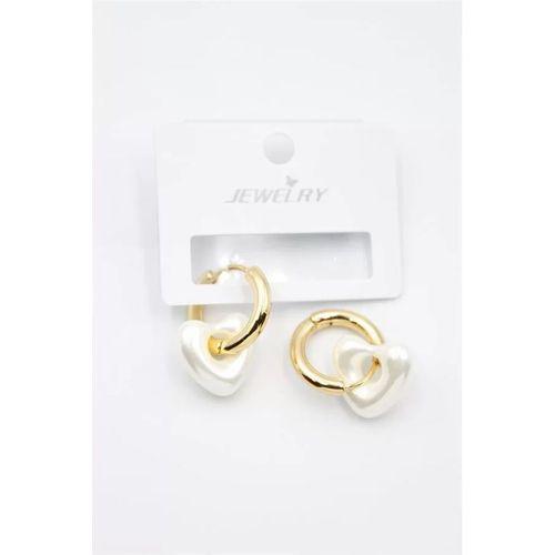 İnci Kalp Küpe - Altın