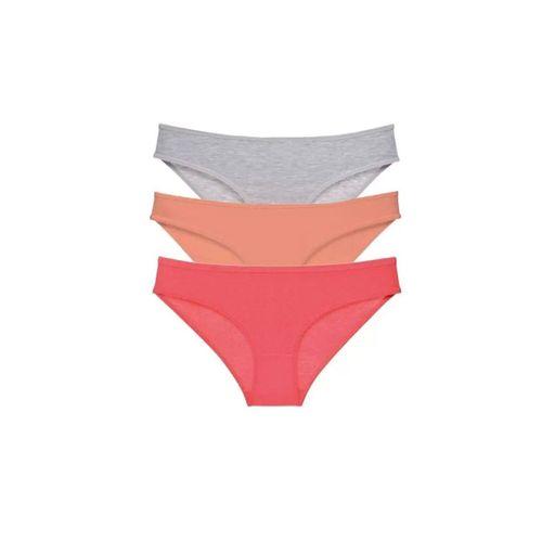 3 Adet Süper Eko Set Likralı Kadın Slip Külot Gri Pudra Fuşya