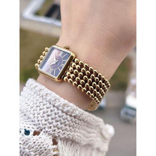 Essence Vintage Seri Küçük Köşeli Kasa Çelik Kararma Renk Atma Yapmaz Kadın Kol Saat+Bileklik 6959.1