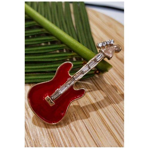 Monalisa Home  Kırmızı Gitar Figürlü Broş