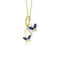 Sonsuzluk Safir Taşlı Kelebek Gümüş Kolye Altın Kaplama