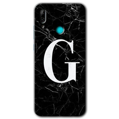 Huawei P smart 2019 Kılıf HD Desen Baskılı Arka Kapak - Siyah Mermer Desenli G Harfi